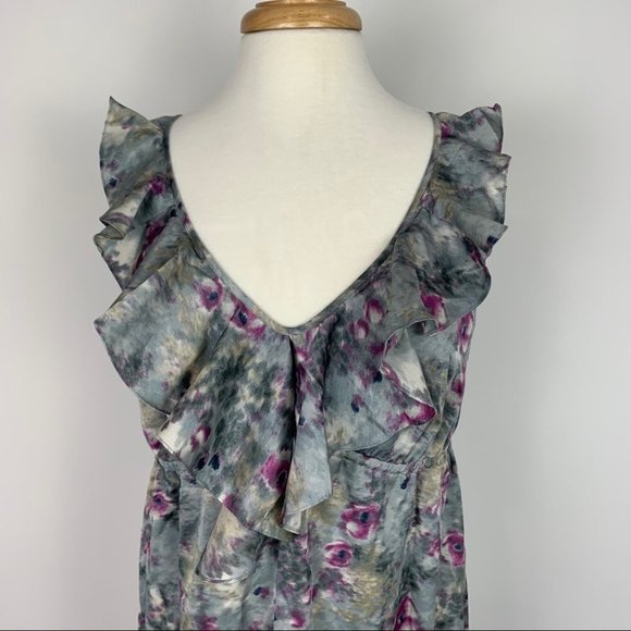 LOFT Multicolor Print Ruffle Dress Size 10 - Picture 6 of 9